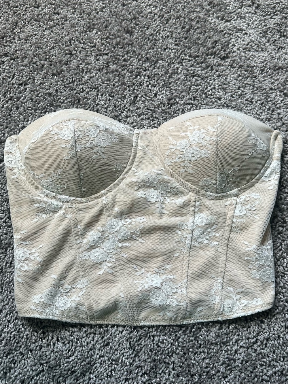 Strapless Lace Bustier in Light Beige